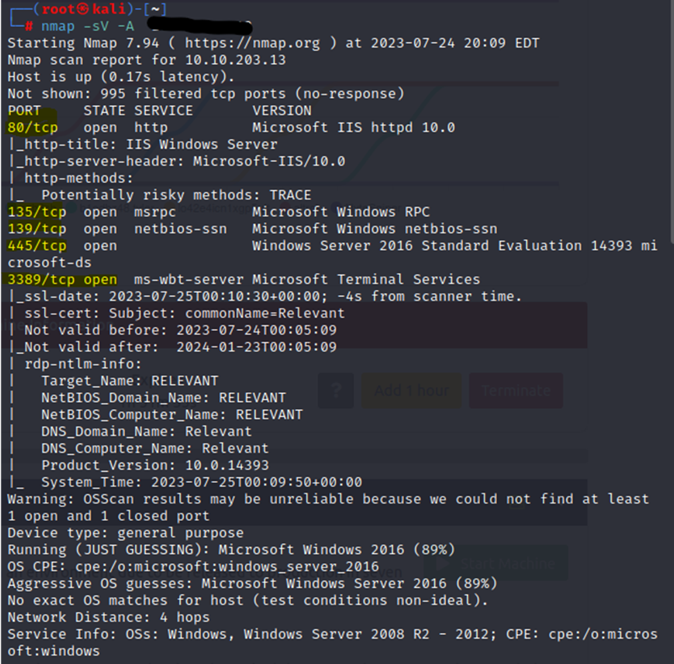 nmap scan results