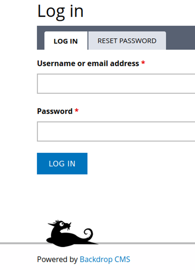CMS login page